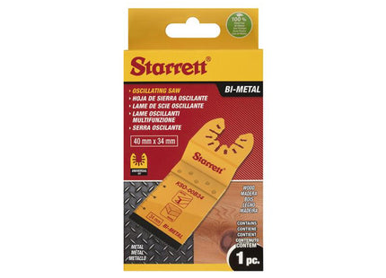 Starrett Kso-00B34 Plunge Bi-Metal Oscillating Blade 40 X 34Mm X 18 Tpi