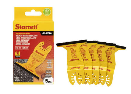 Starrett Kso-00B64-5 Flat-Sided Bi-Metal Oscillating Blade 40 X 64Mm X 18 Tpi Pack Of 5