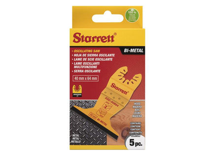 Starrett Kso-00B64-5 Flat-Sided Bi-Metal Oscillating Blade 40 X 64Mm X 18 Tpi Pack Of 5