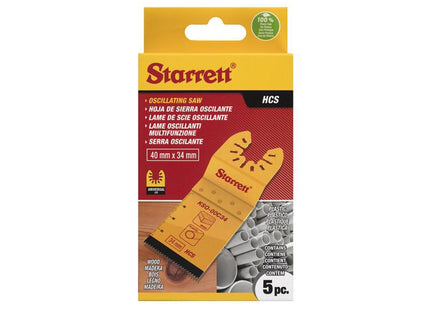 Starrett Kso-00C34-5 Plunge Hcs Oscillating Blade 40 X 34Mm X 18 Tpi Pack Of 5
