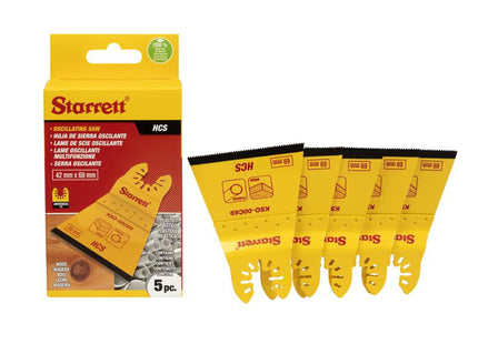 Starrett Kso-00C69-5 Flat-Sided Hcs Oscillating Blade 69 X 42Mm X 18 Tpi Pack Of 5