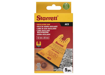 Starrett Kso-00C69-5 Flat-Sided Hcs Oscillating Blade 69 X 42Mm X 18 Tpi Pack Of 5