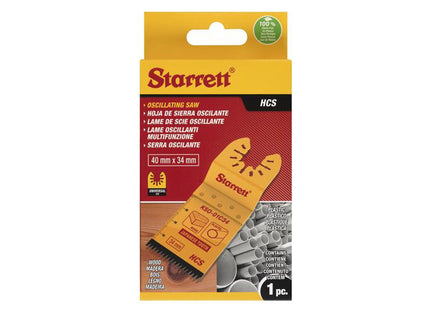 Starrett Kso-01C34 Plunge Hcs Oscillating Blade - Japanese Teeth 40 X 34Mm X 18 Tpi