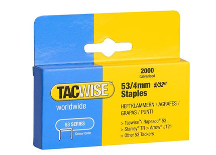 Tacwise 53 Light-Duty Staples 4mm (Type JT21 A) (Pack 2000)