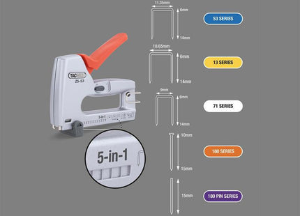 Tacwise Z5-53 Heavy-Duty 5-In-1 Staple / Nail Gun