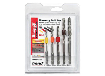Trend Snappy Depth Band Masonry Drill Bit Set, 5 Piece