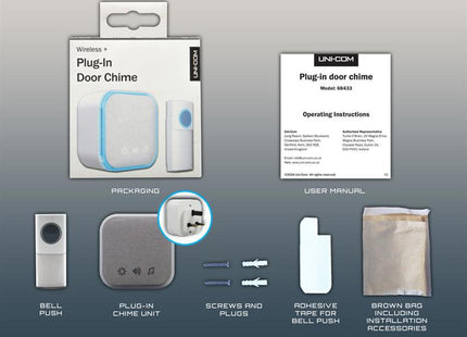 Uni-Com Plug-In Door Chime, White