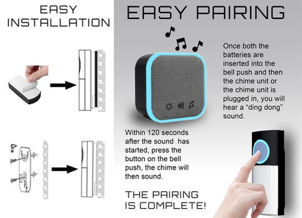 Uni-Com Portable And Plug-In Door Chime Set, Black