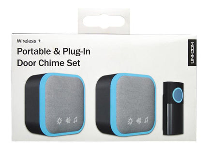 Uni-Com Portable And Plug-In Door Chime Set, Black