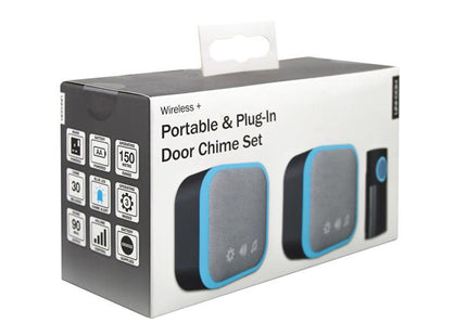 Uni-Com Portable And Plug-In Door Chime Set, Black