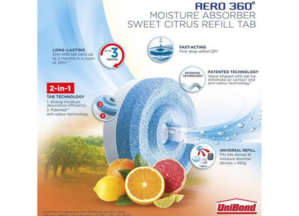 Unibond Aero 360º Moisture Absorber Citrus Refills (Pack 2)