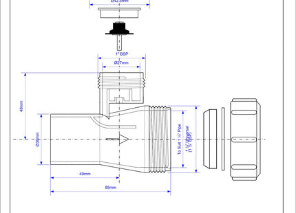 McAlpine 1 1/4" Anti Siphon Adaptor - Black