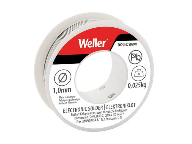 Weller Electronic Lead-Free Solder Sn99 Cu3, 1mm 25g WEL54025099N