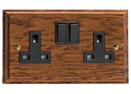 Kilnwood 2-Gang 13A Double Pole Switched Socket - Sustainable Timber