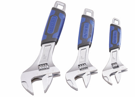 Faithfull 3 Piece Matt Chrome Adjustable Spanner Set