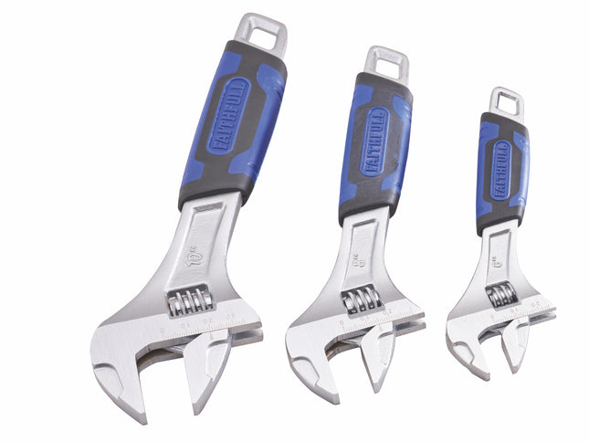 Faithfull 3 Piece Matt Chrome Adjustable Spanner Set