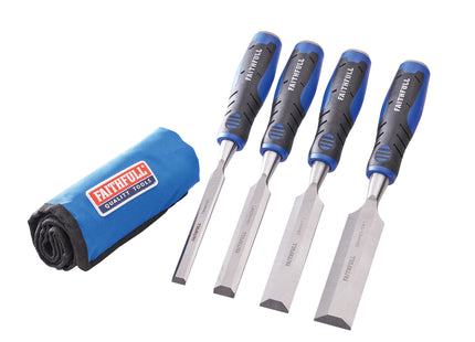 Faithfull 4 Piece Soft Grip Chisel Set in Roll XMS23CHISEL4