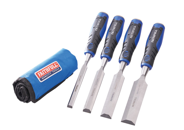 Faithfull 4 Piece Soft Grip Chisel Set in Roll XMS23CHISEL4