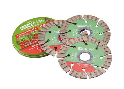 Coreplus 3 Piece 115mm (4.1/2in) Hybrid GP Diamond Blade Set XMS23DBLADES