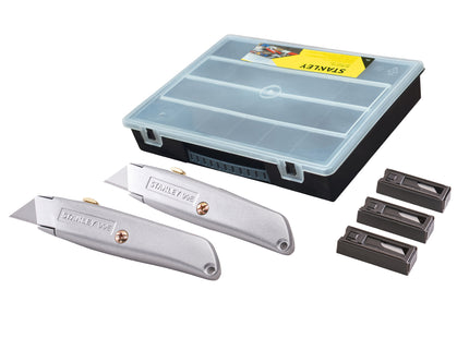 STANLEY¨ 99E Trimming Knife Twin Pack with 50 Spare Blades in Organiser XMS23KNIFORG