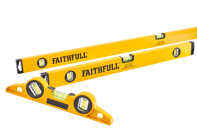 Faithfull 3 Piece Level Set (120cm, 60cm and 24cm Torpedo) XMS23LEVSET3