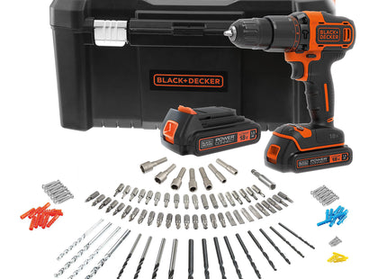 Black & Decker 18V Combi Drill with 2 x 1.5Ah Li-Ion Batteries XMS23OPPCOM