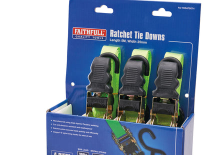 Faithfull 4 Piece Ratchet Tie Down Set XMS23TIEDOWN