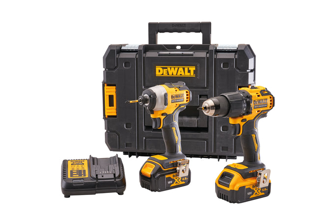 DEWALT Combi Drill & Impact Driver Twin Pack, 1 x 4.0Ah & 1 x 5.0Ah Li-Ion 18V XMS23TWINPK