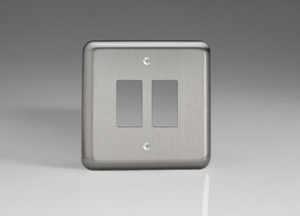 Varilight XSPGY2 PowerGrid Matt Chrome 2 Gang Grid Plate (Single Plate)