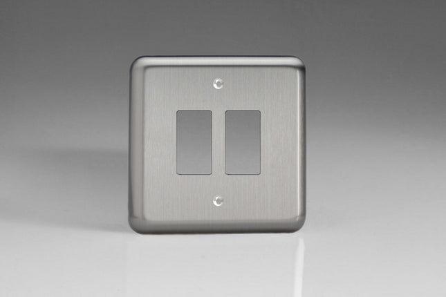 Varilight XSPGY2 PowerGrid Matt Chrome 2 Gang Grid Plate (Single Plate)