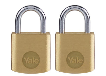 Yale Locks Brass Padlock 20mm (2 Pack)