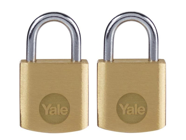 Yale Locks Brass Padlock 20mm (2 Pack)