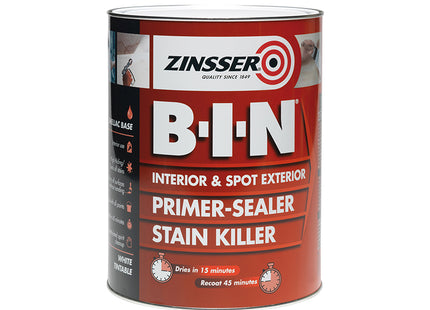 Zinsser B.I.N Primer, Sealer & Stain Killer Paint White 5 litre