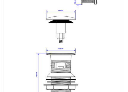 McAlpine Chrome Plated Slotted Clicker Basin Waste with Mushroom Top 1.25''    CW60-CB