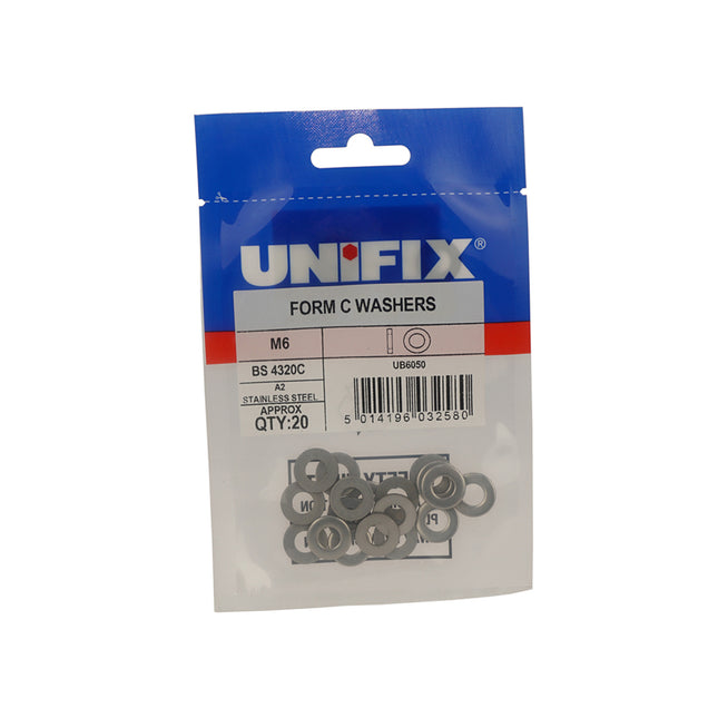 Unifix A2-304 Stainless Steel Form C Washers BS 4320C - M10 (10.5) (Box of 100)