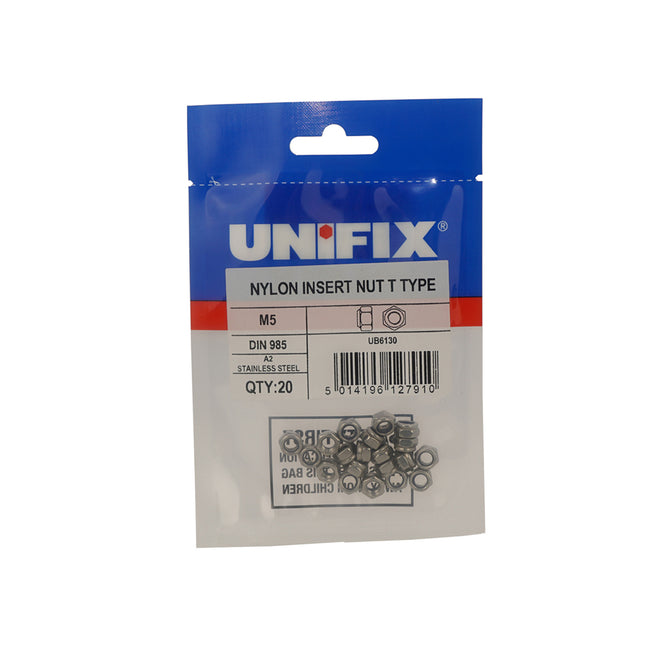 Unifix A2-304 Stainless Steel Nylon Insert Nuts T Type DIN 985 - M10 x 1.50 (Box of 25)