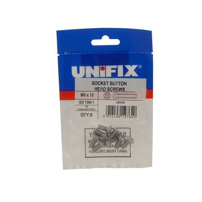Unifix A2-70 Stainless Steel Socket Button Head Screws ISO 7380-1 - M6 x 30 (Box of 20)