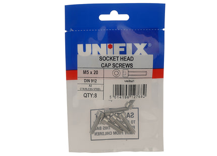 Unifix A2-70 Stainless Steel Socket Head Cap Screws DIN 912 - M6 x 16 (Box of 40)