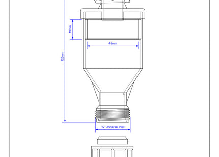 McAlpine TUN-4 One Piece Top Inlet Tun Dish with ¾" BSP Inlet x 19/23mm Universal Outlet