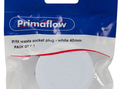 Primaflow PS P/Fit Waste Socket Plug - 40mm, White