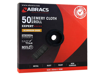 Abracs Emery Roll - 25mm x 50m x 80 Grit - ABABER2550080 - Perfect for Sanding