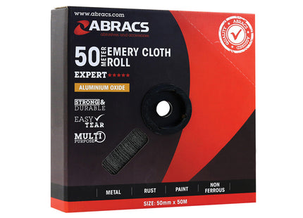 Abracs Emery Roll - 50mm x 50m - 180 Grit - Perfect for Sanding