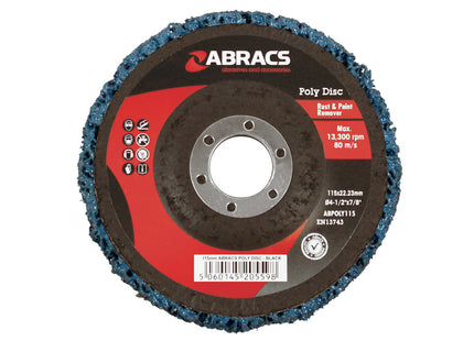 Abracs Poly Disc - Blue - 115 x 22mm (Box of 24)