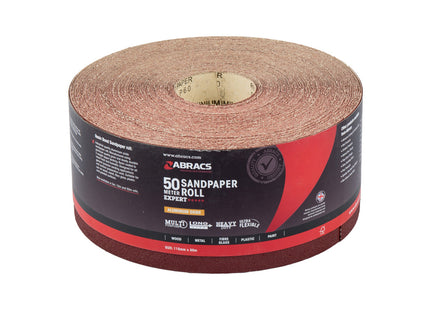 Abracs General Purpose Sandpaper Roll - 115mm x 50m x 60 Grit - Perfect for DIY and Trade