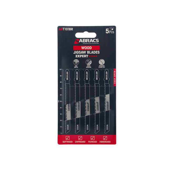 Abracs 5Pc Jigsaw Blade - 2.5mm Teeth For Clean Wood (Box of 10)