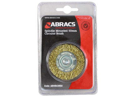 Abracs Spindle Mounted Circular Wire Brush Brass Dipped Steel - 50mm (Box of 10)