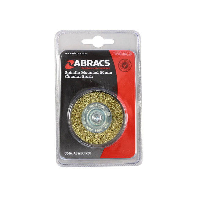 Abracs Spindle Mounted Circular Wire Brush Brass Dipped Steel - 50mm (Box of 10)