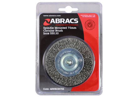 Abracs Spindle Mounted Circular Wire Brush Stainless Steel - 75mm (Box of 10)