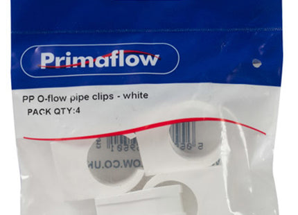 Primaflow Overflow Pipe Clips - Pack of 4 - White