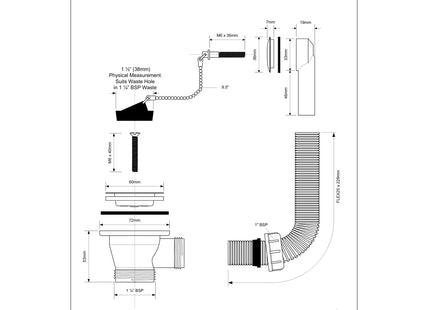 McAlpine 1.25" Combined Waste & Overflow For Vanity Basin (Nut & Bolt Connection) FVW1P